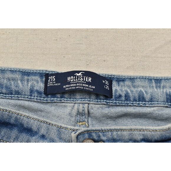 NEW Hollister Ultra High-Rise Mom Jean Plus Size 21S Distressed W/ Smiley Faces - Picture 8 of 8